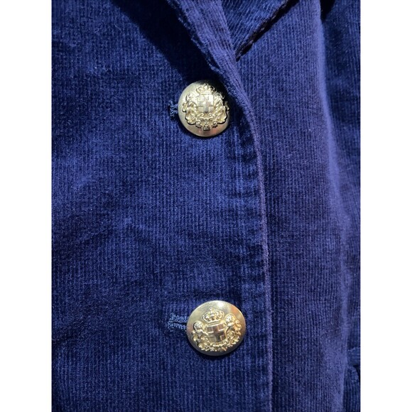 Laurie Felt Corduroy Blazer Women’s 12 Navy Blue Jacket Two Button Crest - Picture 3 of 8